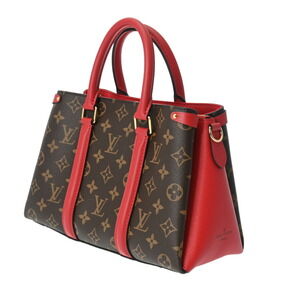 Louis Vuitton Cerise Handbag Canvas Monogram Soufflot Red NV